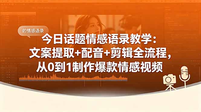 图片[1]-（18719期）今日话题情感语录教学：文案提取+配音+剪辑全流程，从0到1制作爆款情感视频_生财有道创业项目网-生财有道