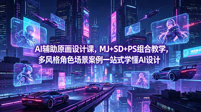 （18731期）AI辅助原画设计课，MJ+SD+PS组合教学，多风格角色场景案例一站式学懂AI设计_生财有道创业项目网