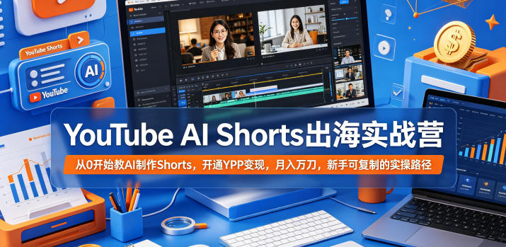 图片[1]-YouTube AI Shorts出海实战营，从0开始教AI制作Shorts，开通YPP变现，月入万刀，新手可复制的实操路径——生财有道创业项目网-生财有道