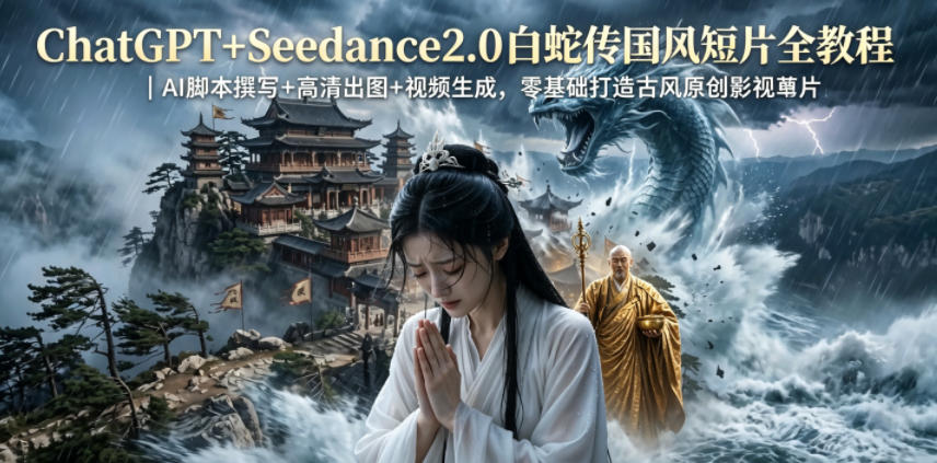 图片[1]-ChatGPT+Seedance2.0白蛇传国风短片全教程｜AI脚本撰写+高清出图+视频生成，零基础打造古风原创影视短片——生财有道创业项目网-生财有道
