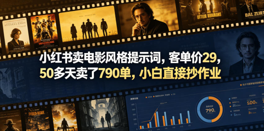 图片[1]-小红书卖电影风格提示词，客单价29，50多天卖了790单，小白直接抄作业！——生财有道创业项目网-生财有道