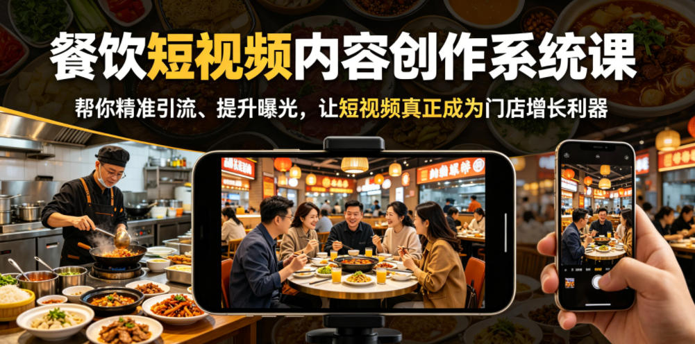 图片[1]-餐饮短视频内容创作系统课，帮你精准引流、提升曝光，让短视频真正成为门店增长利器——生财有道创业项目网-生财有道