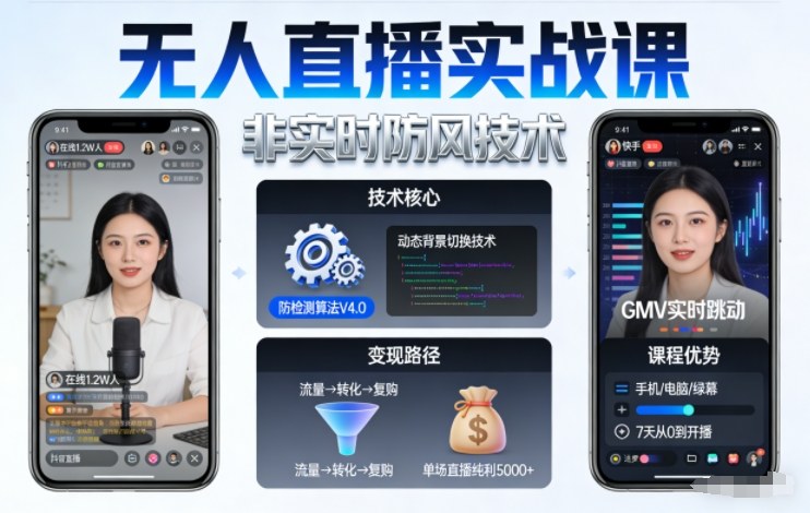 图片[1]-宝子哥无人直播实战课，非实时防风技术，聚焦抖音快手等平台直播带货，轻松开启直播变现之路（更新2026年6月2日）——生财有道创业项目网-生财有道