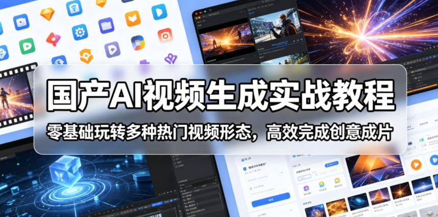 图片[1]-国产AI视频生成实战教程，零基础玩转多种热门视频形态，高效完成创意成片——生财有道创业项目网-生财有道
