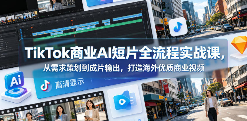 图片[1]-TikTok商业AI短片全流程实战课，从需求策划到成片输出，打造海外优质商业视频——生财有道创业项目网-生财有道