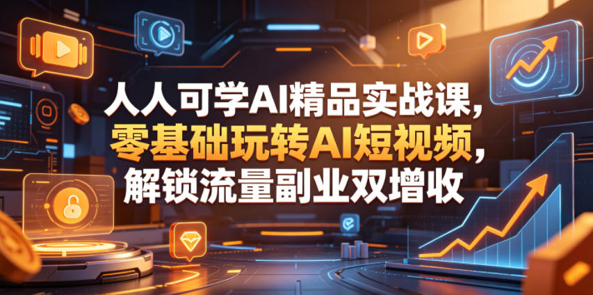 图片[1]-人人可学AI精品实战课，零基础玩转AI短视频，解锁流量副业双增收——生财有道创业项目网-生财有道