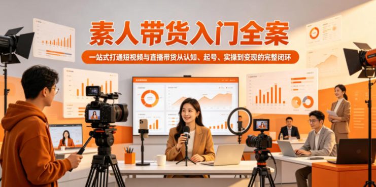 素人带货入门全案,一站式打通短视频与直播带货从认知、起号、实操到变现的完整闭环——生财有道创业项目网