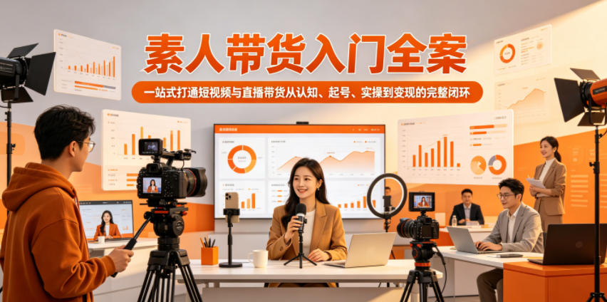 图片[1]-素人带货入门全案，一站式打通短视频与直播带货从认知、起号、实操到变现的完整闭环——生财有道创业项目网-生财有道