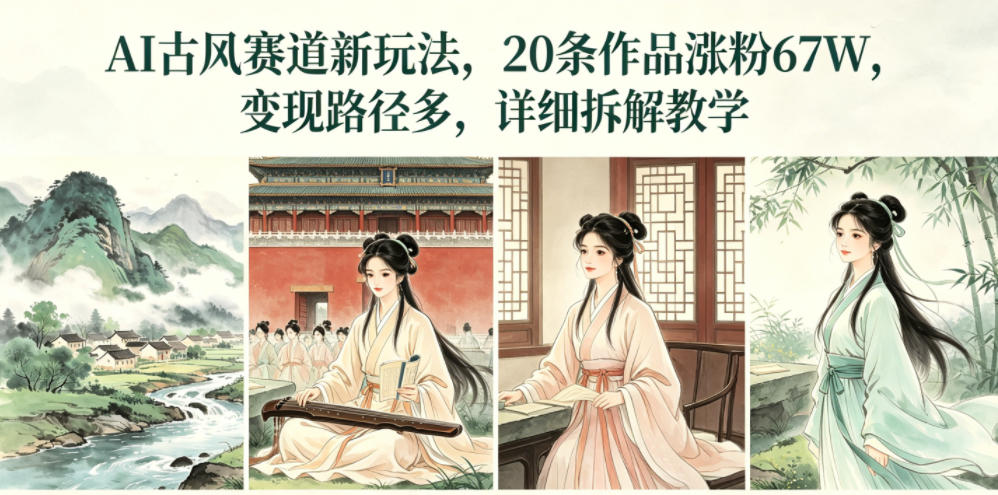图片[1]-AI古风赛道新玩法，20条作品涨粉67W，变现路径多，详细拆解教学——生财有道创业项目网-生财有道