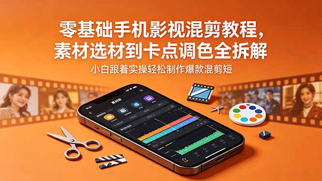 （18750期）零基础手机影视混剪教程，素材选材到卡点调色全拆解，小白跟着实操轻松制作爆款混剪短片_生财有道创业项目网
