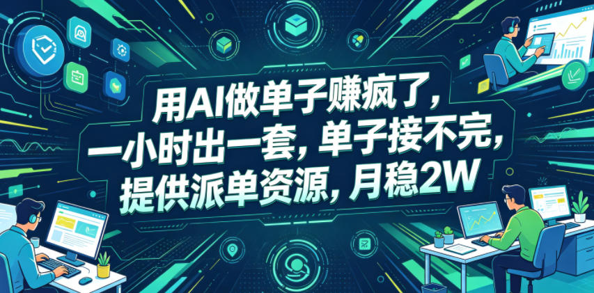 图片[1]-用AI做单子賺疯了，一小时出一套，单子接不完，提供派单资源，月稳2W【揭秘】——生财有道创业项目网-生财有道