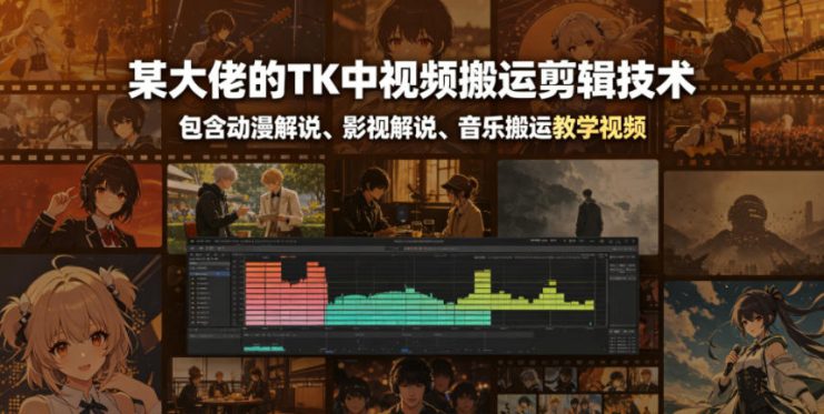 某大佬的TK中视频搬运剪辑技术，包含动漫解说、影视解说、音乐搬运教学视频——生财有道创业项目网