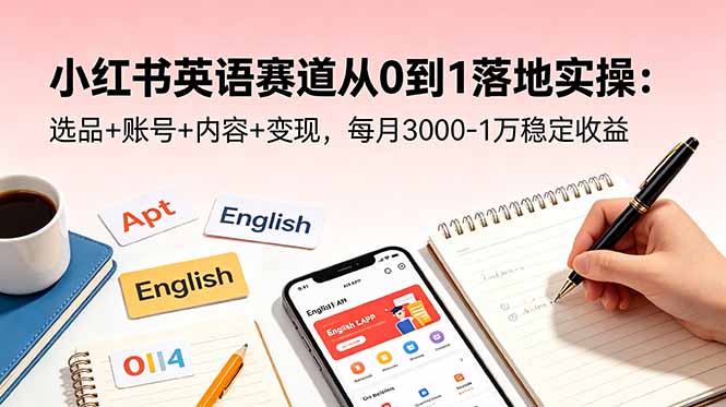 （18771期）小红书英语赛道从0到1落地实操：选品+账号+内容+变现，每月3000-1万稳定收益_生财有道创业项目网