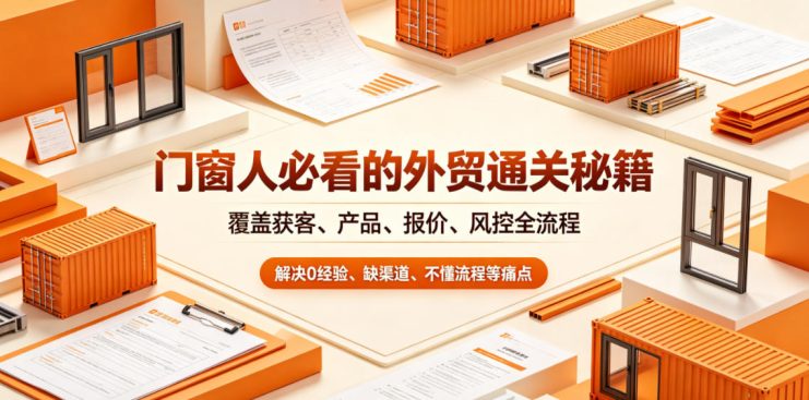 门窗人必看的外贸通关秘籍，块覆盖获客、产品、报价、风控全流程，解决0经验、缺渠道、不懂流程等痛点——生财有道创业项目网