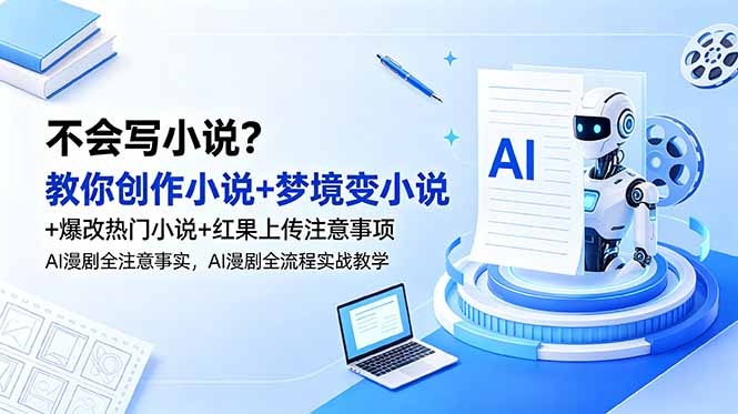 （18801期）不会写小说？教你创作小说+梦境变小说+爆改热门小说+红果上传注意事项，AI漫剧全流程实战教学_生财有道创业项目网