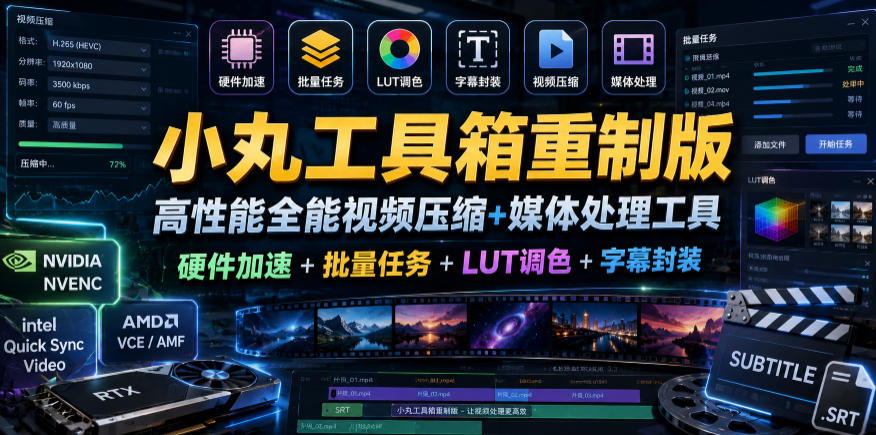 图片[1]-小丸工具箱重制版–高性能全能视频压缩+媒体处理工具｜硬件加速+批量任务+LUT调色+字幕封装——生财有道创业项目网-生财有道