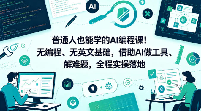 普通人也能学的AI编程课！无编程、无英文基础，借助AI做工具、解难题，全程实操落地（更新6月）——生财有道创业项目网