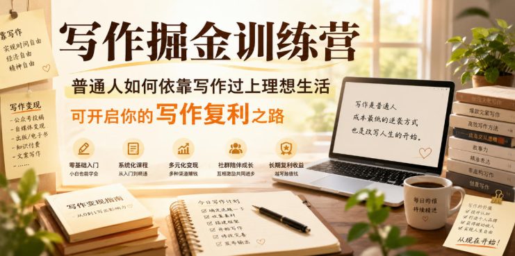 写作掘金训练营，普通人如何依靠写作过上理想生活，可开启你的写作复利之路（更新6月）——生财有道创业项目网
