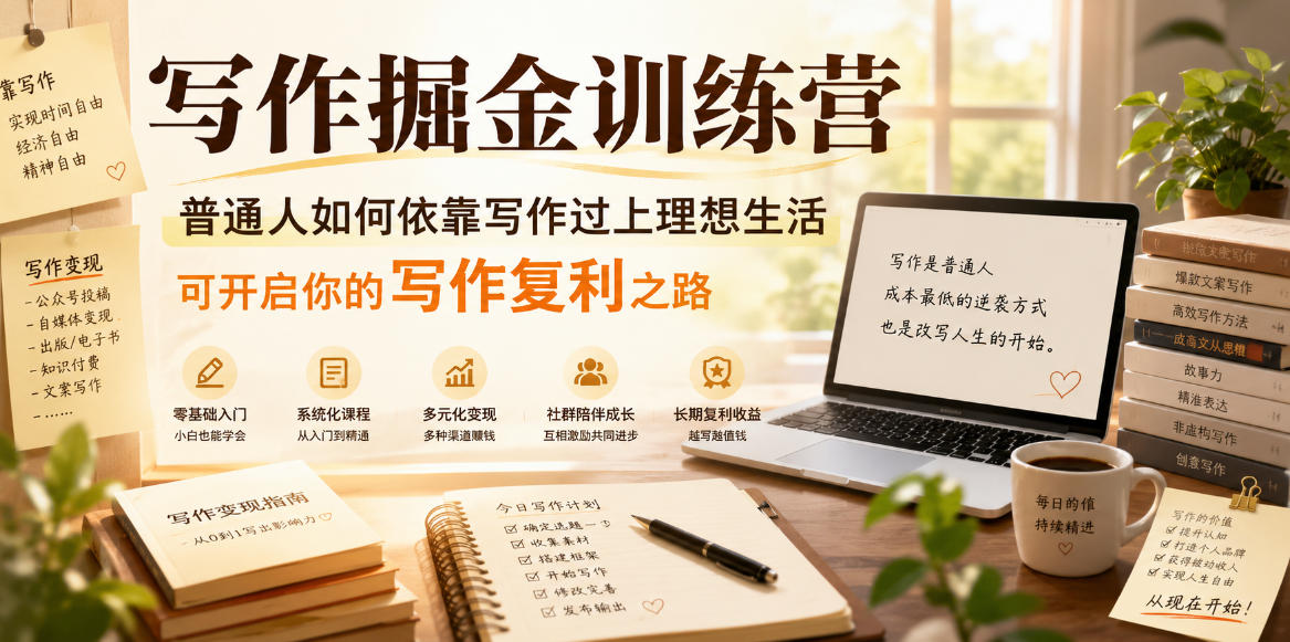 图片[1]-写作掘金训练营，普通人如何依靠写作过上理想生活，可开启你的写作复利之路（更新6月）——生财有道创业项目网-生财有道