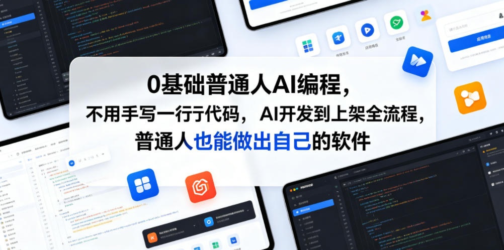 图片[1]-0基础普通人AI编程，不用手写一行代码，AI开发到上架全流程，普通人也能做出自己的软件——生财有道创业项目网-生财有道