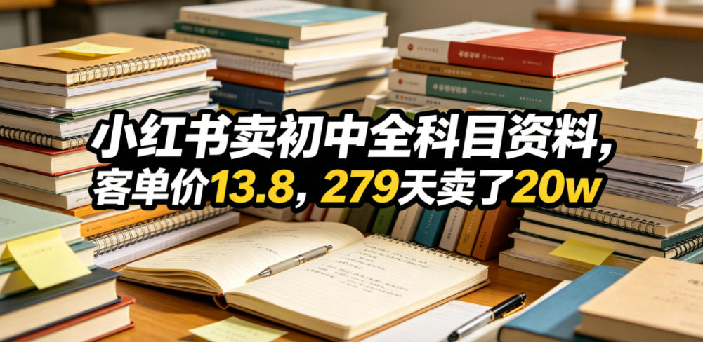图片[1]-小红书卖初中全科目资料，客单价13.8，279天卖了20w——生财有道创业项目网-生财有道