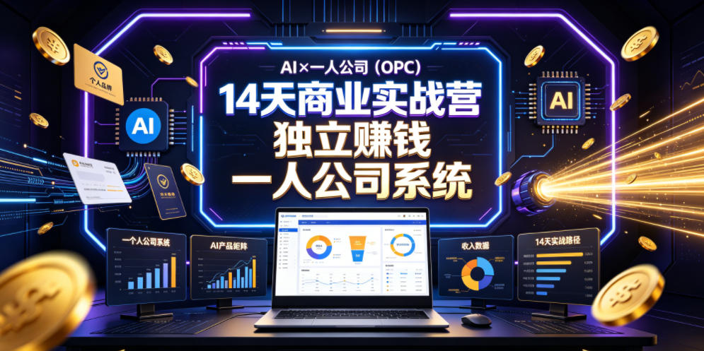 图片[1]-AI×一人公司（OPC）14天商业实战营，用AI帮你搭建一个属于你自己的、能独立賺钱的一人公司系统——生财有道创业项目网-生财有道