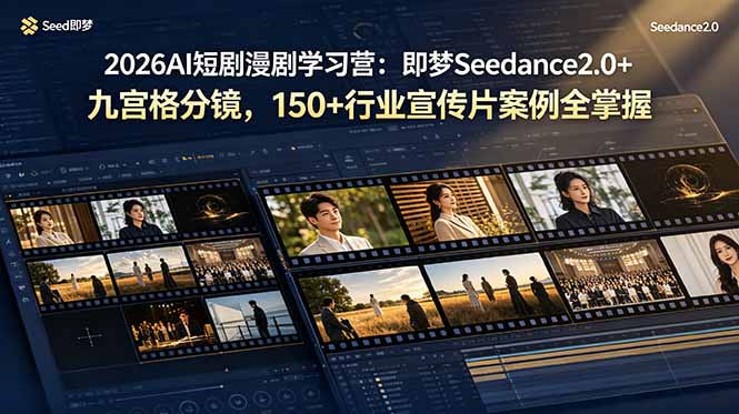 （19055期）2026AI短剧漫剧学习营：即梦Seedance2.0+九宫格分镜，150+行业宣传片案例全掌握_生财有道创业项目网