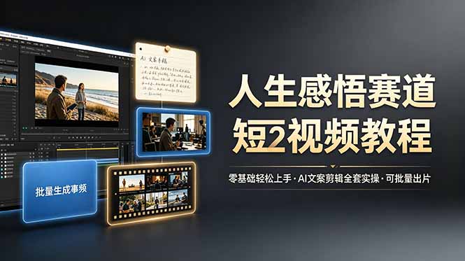 图片[1]-（19115期）人生感悟赛道短视频教程，零基础轻松上手，AI文案剪辑全套实操可批量出片_生财有道创业项目网-生财有道
