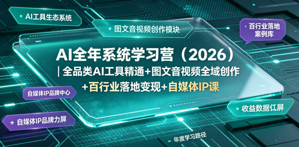 图片[1]-AI全年系统学习营（2026）｜全品类AI工具精通+图文音视频全域创作+百行业落地变现+自媒体IP打造年度进阶大课——生财有道创业项目网-生财有道
