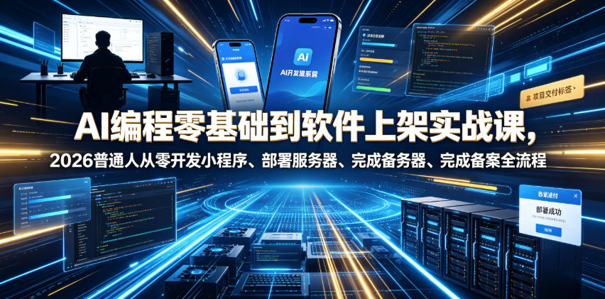 图片[1]-AI编程零基础到软件上架实战课，2026普通人从零开发小程序、部署服务器、完成备案全流程项目落地教程——生财有道创业项目网-生财有道