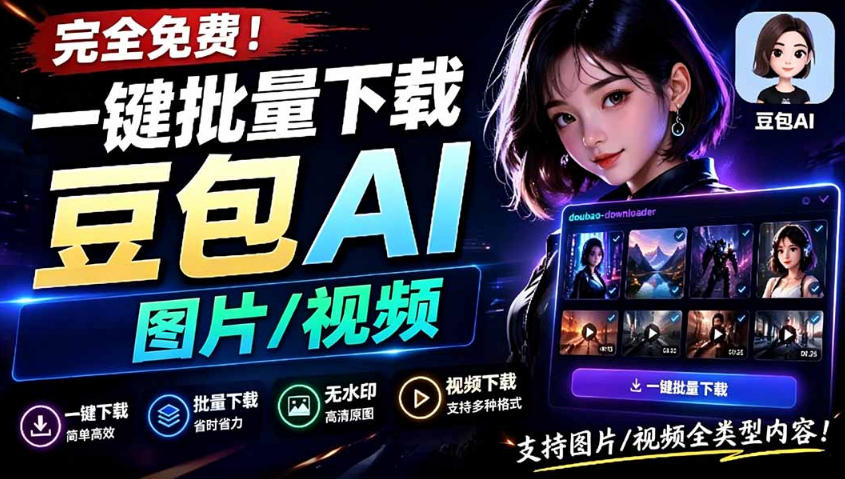 图片[1]-Github最新发布！一键批量下载豆包AI无水印图片/视频，简单易用，自动解析提示词——生财有道创业项目网-生财有道