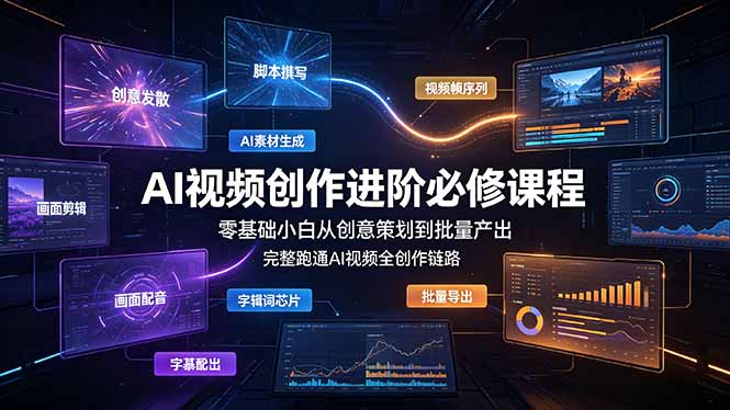 （19159期）AI视频创作进阶必修课程：零基础小白从创意策划到批量产出，完整跑通AI视频全创作链路_生财有道创业项目网