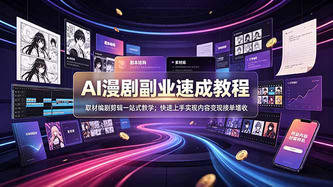 （19157期）AI漫剧副业速成教程，取材编剧剪辑一站式教学；快速上手实现内容变现接单增收_生财有道创业项目网