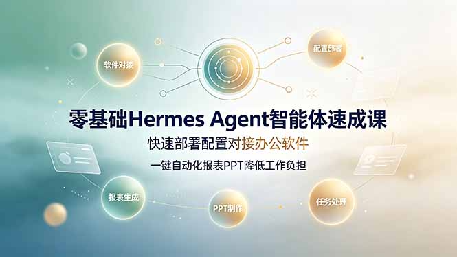 （19156期）零基础Hermes Agent智能体速成课，快速部署配置对接办公软件；一键自动化报表PPT降低工作负担_生财有道创业项目网