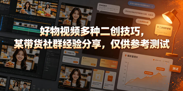 好物视频多种二创技巧，某带货社群经验分享，仅供参考测试——生财有道创业项目网