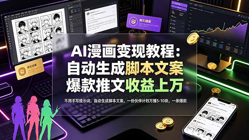 图片[1]-（19170期）AI漫画变现教程：不用手写提示词，自动生成脚本文案，一份伙伴计划万播5-10块，一条爆款推文收益上万_生财有道创业项目网-生财有道