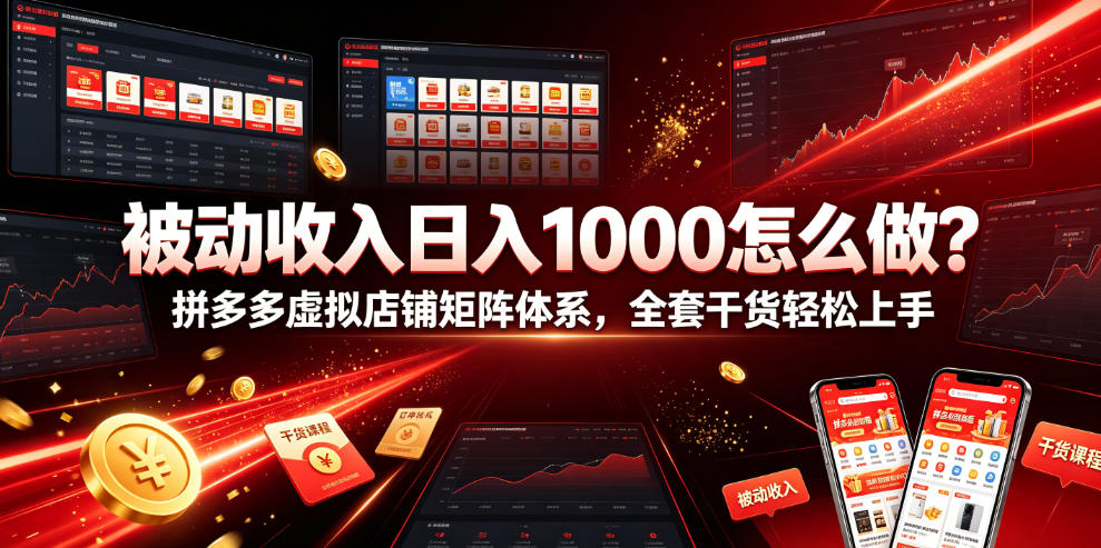 图片[1]-被动收入日入1000怎么做？拼多多虚拟店铺矩阵体系，全套干货轻松上手【揭秘】——生财有道创业项目网-生财有道