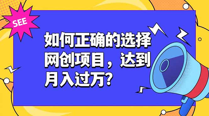 （19176期）如何正确的选择网创项目，达到月入过万？，本课程教你正确选择项目。_生财有道创业项目网