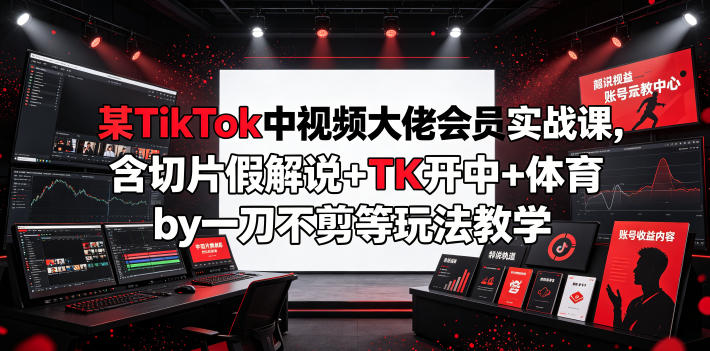 某TikTok中视频大佬会员实战课，含切片假解说+TK开中+体育by一刀不剪等玩法教学——生财有道创业项目网