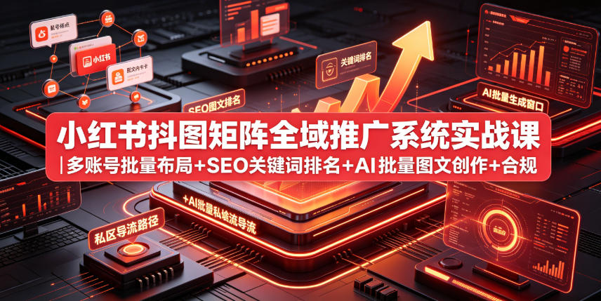 图片[1]-小红书抖图矩阵全域推广系统实战课｜多账号批量布局+SEO关键词排名+AI批量图文创作+合规私域导流完整落地教程——生财有道创业项目网-生财有道