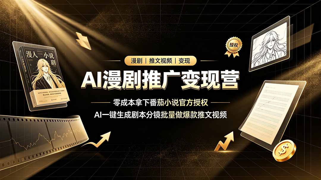 图片[1]-（19193期）AI漫剧推广变现营，零成本拿下番茄小说官方授权，AI一键生成剧本分镜批量做爆款推文视频_生财有道创业项目网-生财有道