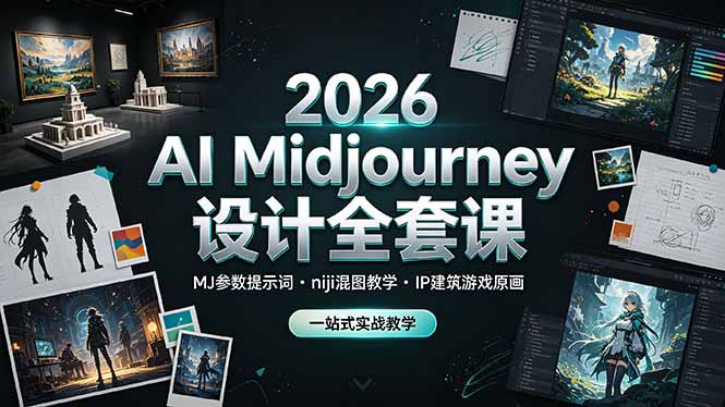 图片[1]-（19209期）2026 AI Midjourney设计全套课，MJ参数提示词niji混图教学，IP建筑游戏原画一站式实战教学_生财有道创业项目网-生财有道