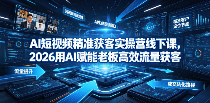 AI短视频精准获客实操营6月10-14号线下课，2026用AI赋能老板高效流量获客——生财有道创业项目网