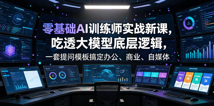 零基础AI训练师实战课，吃透大模型底层逻辑，一套提问模板搞定办公、商业、自媒体、设计、生活全场景AI落地应用——生财有道创业项目网