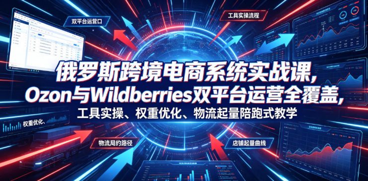 俄罗斯跨境电商系统实战课，Ozon与Wildberries双平台运营全覆盖，工具实操、权重优化、物流履约、店铺起量陪跑式教学——生财有道创业项目网