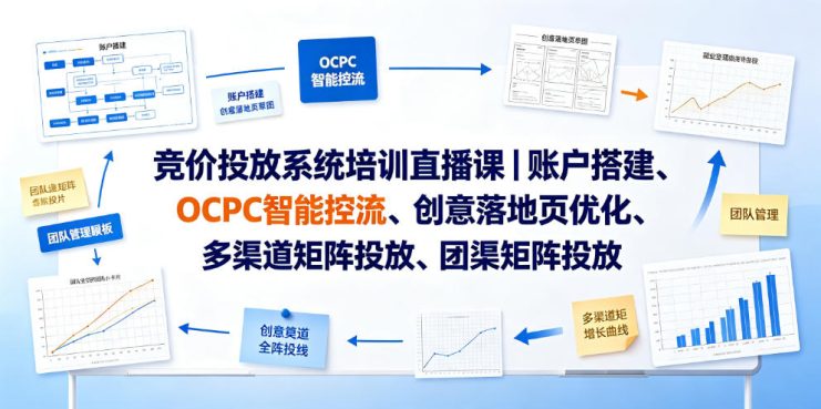 竞价投放系统培训直播课｜账户搭建、OCPC智能控流、创意落地页优化、多渠道矩阵投放、团队管理与副业变现全阶实战——生财有道创业项目网