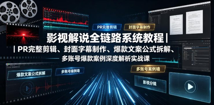 影视解说全链路系统教程｜PR完整剪辑、封面字幕制作、爆款文案公式拆解、多账号爆款案例深度解析实战课——生财有道创业项目网