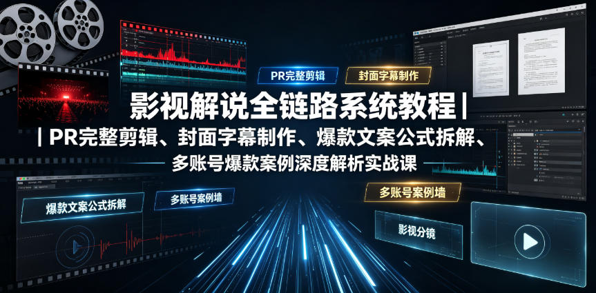 图片[1]-影视解说全链路系统教程｜PR完整剪辑、封面字幕制作、爆款文案公式拆解、多账号爆款案例深度解析实战课——生财有道创业项目网-生财有道