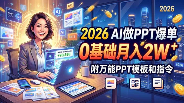 （19284期）2026 AI做PPT爆单，0基础月入2W，附万能PPT模板和指令_生财有道创业项目网