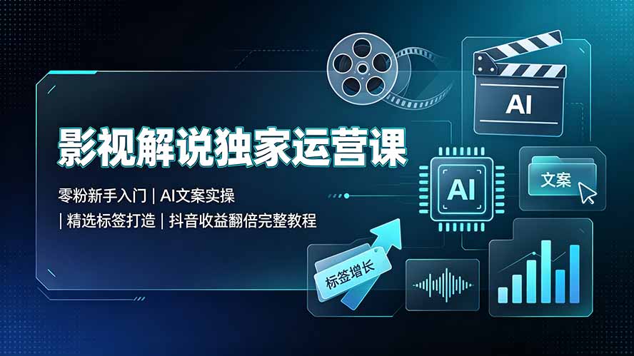 图片[1]-（19310期）影视解说独家运营课：零粉新手入门｜AI文案实操｜精选标签打造｜抖音收益翻倍完整教程_生财有道创业项目网-生财有道